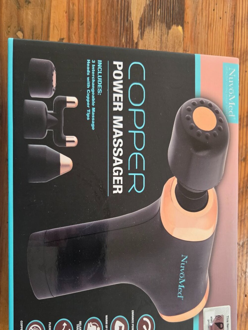 NuvoMed Copper Power Massager 3 Interchangeable Massage Heads Copper Tips NEW